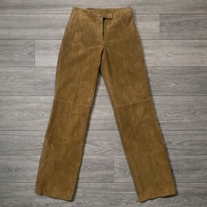 Junction West Womens Suede Leather Pants Camel Brown Straight Leg Western Size 6